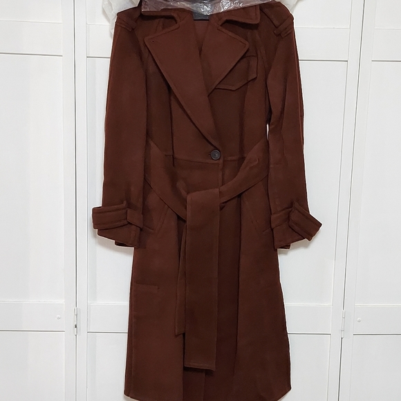 Vince Mahogany Wool Trench Coat - Picture 9 of 9